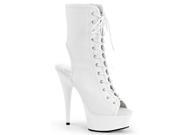 Pleaser DEL1016_WPU_M 5 1.75 in. Platform Open Toe and Back Lace Up Boot with Side Zip White Size 5