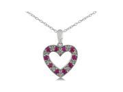 SuperJeweler 0.5 Ct. Ruby And Diamond Heart Pendant Sterling Silver