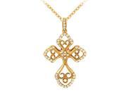 Fine Jewelry Vault UBNPD32363AGVYCZ April Birthstone Cubic Zirconia Cross and Heart Pendant in 18K Yellow Gold Vermeil on 925 Silver