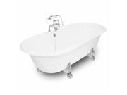 American Bath Factory T151B CH Winston 67 in. White Cast Iron Bath Tub Chrome Metal Finish Large