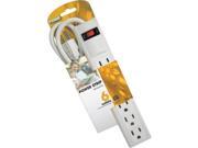 Prime Wire Cable PB801124 6 Outlet Power Strip White 3 ft. Cord Straight Plug