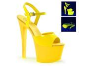 Pleaser SKY309UV_NYL_M 10 2.75 in. Platform Ankle Strap Sandal with Neon UV Reactive Yellow Size 10