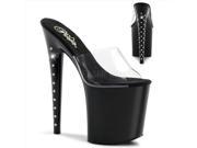 Pleaser FLAM801LS_C_B 5 4 in. Platform Slide Shoe with Rhinestone Embellished Heel Black Clear Size 5