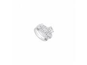 Fine Jewelry Vault UBJS244ABW14CZ CZ Engagement Ring With Wedding Band Sets 14K White Gold 0.90 CT TGW