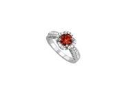 Fine Jewelry Vault UBNR83882AGCZGR January Birthstone Garnet CZ Sterling Silver Filigree Engagement Ring 12 Stones