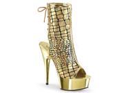 Pleaser DEL1018HG_GPU_GCH 5 1.75 in. Platform Open Toe and Heel Ankle Boot with Side Zip Gold Size 5