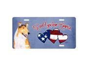 Carolines Treasures SS4982LP Woof If You Love America Smooth Collie License Plate