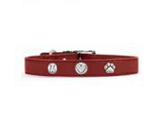 Rockinft Doggie 844587020835 1 in. x 16 in. Leather Collar with Bone Heart Paw Rivets Red