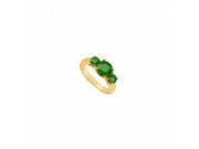 Fine Jewelry Vault UBJ191Y14E 101RS5.5 Three Stone Emerald Ring 14K Yellow Gold 0.75 CT Size 5.5