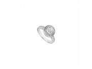 Fine Jewelry Vault UBJ539W14D 110 Diamond Halo Engagement Ring in 14K White Gold 1 CT Diamonds