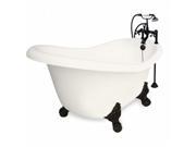 American Bath Factory T011F OB B Ascot 60 in. Bisque Acrastone Bath Tub Old World Bronze Metal Finish Large