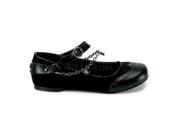 Demonia DAI07_B_VEL 7 Goth Punk Ballet Flat MJ Shoe with Wing Tip Skull Charm Chain Black Size 7