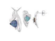 Fine Jewelry Vault UBAK603O6000 Opal and Diamond Pendant with Earrings Sets in 14K White Gold 1.09 CT TGW