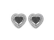 Majesty Diamonds Round Cut Black Diamond White Diamond Stud Heart Earrings in 0.925 Sterling Silver 0.5 Carat