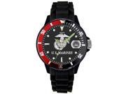 Frontier 51Q Silicone Strap Red Black Rotating Bezel Watch with Black Dial