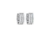 Fine Jewelry Vault UBNERV1ER044AGCZ CZ 3 Row Petite Vault Lock Earrings in White Rhodium Over Sterling Silver