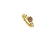 Fine Jewelry Vault UBNR50524AGVYCZSQ Elegant Smoky Quartz CZ Ring in Yellow Gold Vermeil 2 Stones