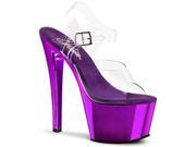 Pleaser SKY308_C_PPCH 13 2.75 in. Chrome Plated Platform Ankle Strap Sandal Purple Clear Size 13