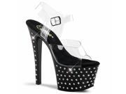 Pleaser FLAM801SDG_C_BG 7 4 in. Platform Slide Shoe with Glitter Covered Bottom Black Clear Size 7