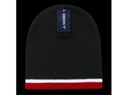 Decky 8015 BLKWHTRED Double Striped Beanie