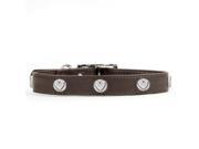 Rockinft Doggie 844587019112 .75 in. x 12 in. Leather Collar with Heart Rivets Brown