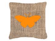 Butterfly Burlap and Orange Canvas Fabric Decorative Pillow BB1050