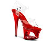Pleaser MOON708DMCH_C_R 11 2.75 in. Cut Out Platform Ankle Strap Sandal Red Clear Size 11