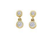Fine Jewelry Vault UBNER40205Y14D050 April Birthstone Diamonds Bezel Set Earrings in 14K Yellow Gold