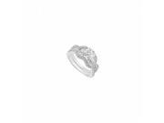 Fine Jewelry Vault UBJS3311ABW14D 1 CT Diamond Engagement Rings With Diamond Band Sets in 14K White Gold Heart Design Ring