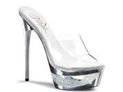 Pleaser ECP601DM_C_SCH 9 1.75 in. Cut Out Platform Slide Shoe Silver Clear Size 9