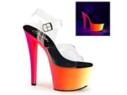 Pleaser RBOW308UV_C_NMC 5 2.75 in. Platform Ankle Strap Sandal with Neon UV Reactive Rainbow Clear Size 5