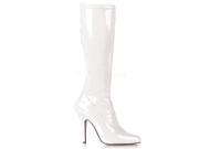 Pleaser SED2000_W 7 Plain Stretch Knee Boot with Side Zip White Size 7
