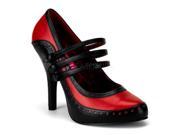 Bordello TEM10_BR_PU 10 3 Strap Spectator Pump Shoe Black Red Size 10
