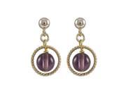 Dlux Jewels Amethyst 6 mm Semi Precious Ball on 10 mm Braided Ring with Gold Plated Sterling Silver Ball Post Earrings 0.75 in.