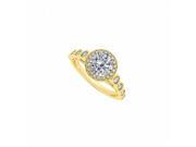 Fine Jewelry Vault UBNR50878AGVYCZ Halo Engagement Ring With Round CZ April Birthstone in 18K Yellow Gold Vermeil