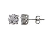 Dlux Jewels White 6 mm Cubic Zirconia Rhodium Plated Sterling Silver Post Stud Earrings