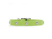 Rockinft Doggie 844587018856 .75 in. x 16 in. Leather Collar with Paw Rivets Green