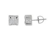 YGI Group SSE237 Sterling Silver Square Micropave Screwback Stud Earrings With Cubic Zirconia