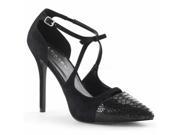 Pleaser VAN415_BPU 9 T Strap Dorsay Style Pump Shoe Black Size 9