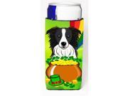 Carolines Treasures BB1985MUK Border Collie St. Patricks Day Michelob Ultra Koozies for Slim Cans