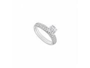 Fine Jewelry Vault UBJS188ABW14CZ 14K White Gold CZ Engagement Ring With Wedding Band Set 1 CT TGW