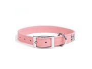 Rockinft Doggie 844587012342 .75 in. x 16 in. Leather Collar Plain Pink