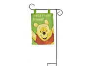 Woods International 4268 Disney Pooh Hello There Friend Garden Flag With Pole 12 x 18 in.