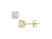 Fine Jewelry Vault UBERAGVY4RD1500CZ 18K Yellow Gold Vermeil Stud Earrings Cubic Zirconia in Sterling Silver 15 Carat Total CZ Weight