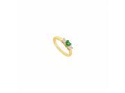 Fine Jewelry Vault UBJ2374Y14DE 101RS5 Three Stone Emerald Diamond Engagement Ring 14K Yellow Gold 1.00 CT Size 5
