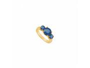 Fine Jewelry Vault UBJ196Y14S 101RS5 Three Stone Sapphire Ring 14K Yellow Gold 1.75 CT Size 5