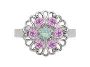 Lucia Costin 340 021195 091 2015 Crystal Ring With Flower Mint Blue Lilac