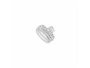 Fine Jewelry Vault UBJS544ABW14CZ CZ Engagement Ring With Wedding Band Sets 14K White Gold 0.90 CT TGW