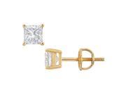 FineJewelryVault UBER18YGSQ100DSI 101 18K Yellow Gold Princess Cut Diamond Stud Earrings 1.00 CT. TW.
