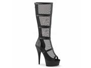 Pleaser ELE3028_B_PU 7 1.5 in. Platform Front Lace Up Thigh High Boot Black Size 7